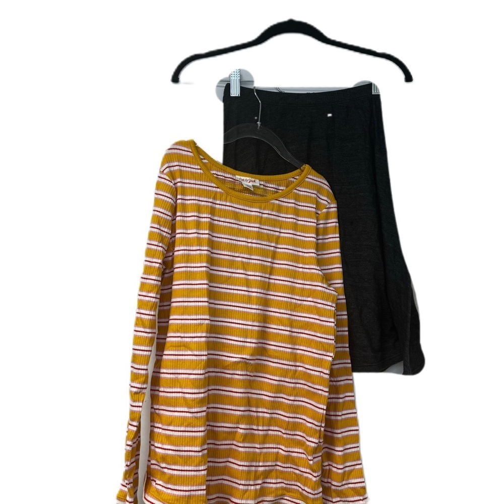 So nikki girls sz 10 bundle yellow ribbed top gray skirt 90s fall fun casual